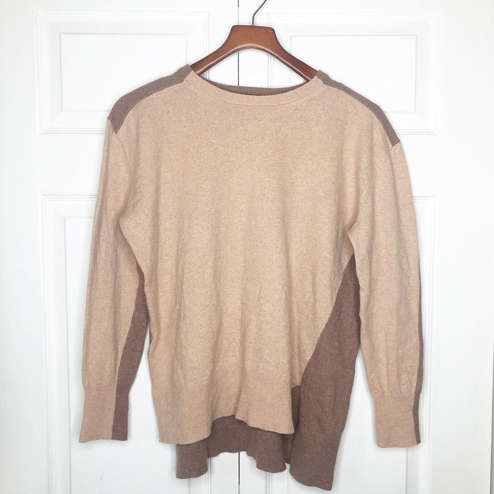 J.CREW Wool Tan Colorblock Sweater Women’Size L